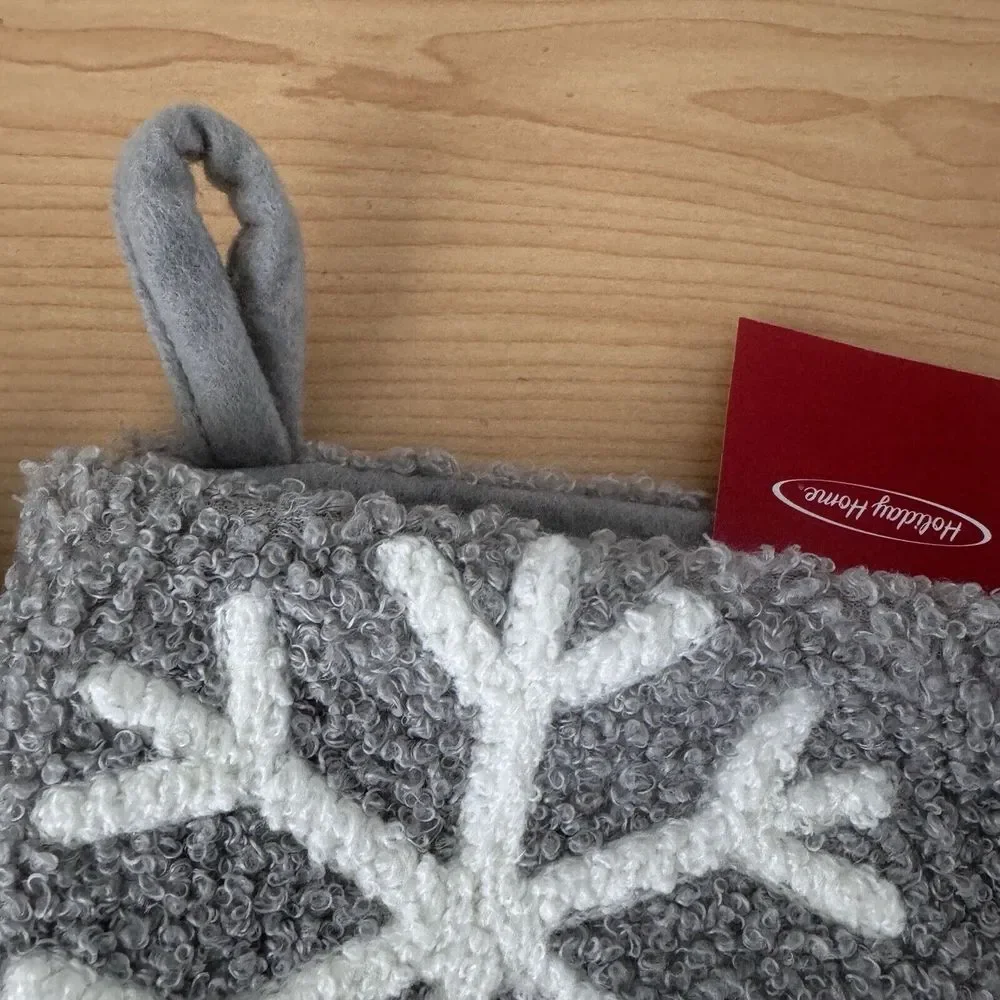 NEW Holiday Set Of 2 Snowflake Gray Pair Christmas Stocking Soft‎ Teddy Sherpa
